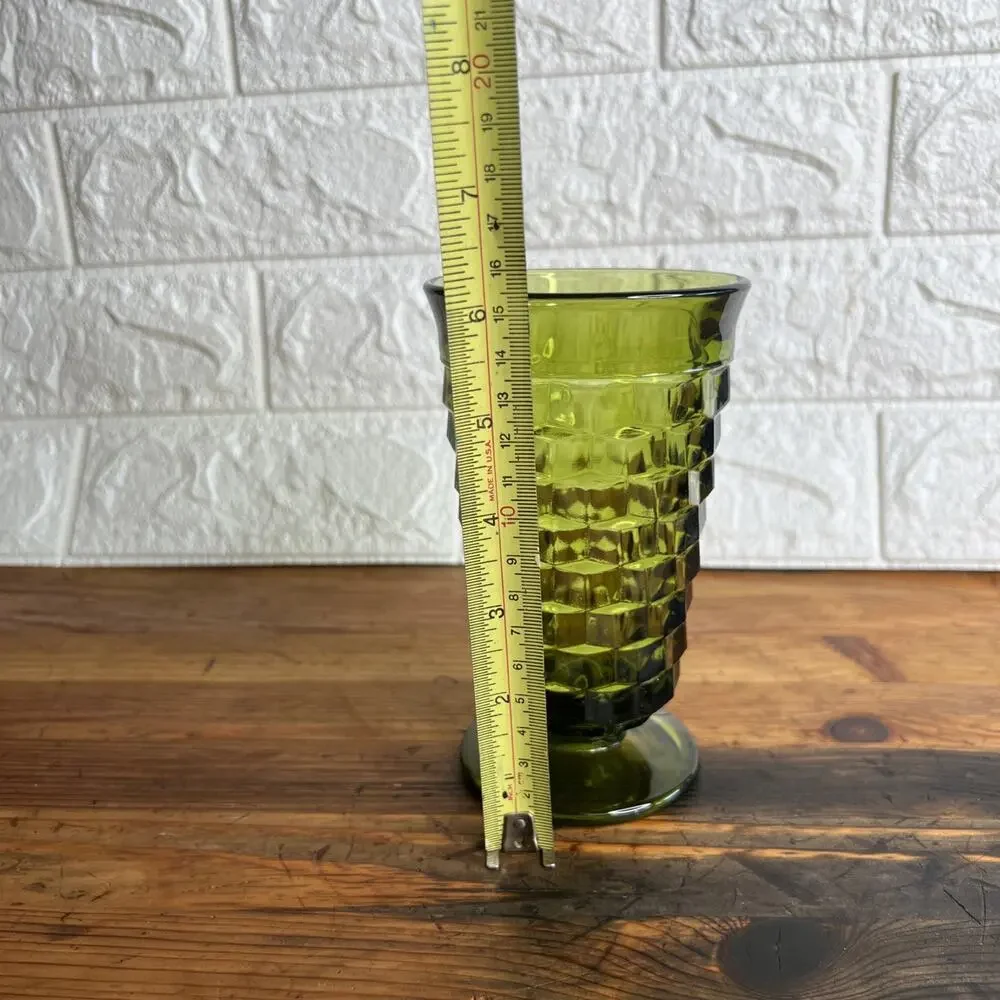 Whitehall Avocado Green Tumblers•MCM Cubist Glasses by Colony •Set of 3 •Vintage - Picture 9 of 10